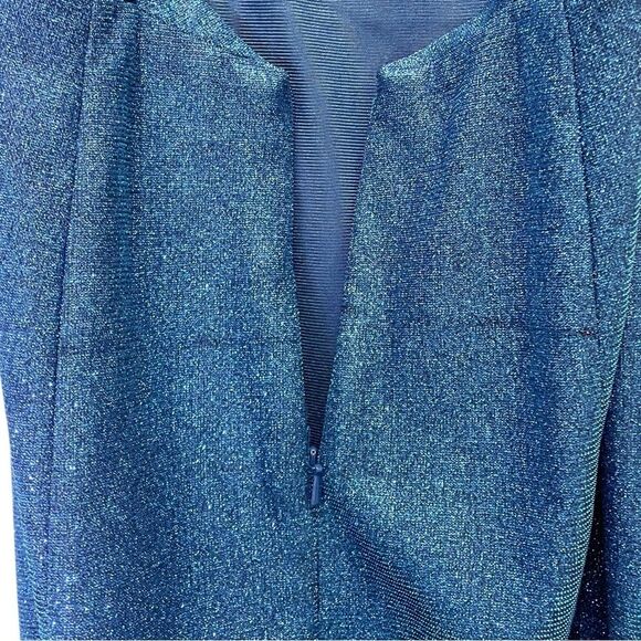 Alyce Paris Mini Dress Size 4 Shimmer Blue Sparkle Cross Strap Open Back #4180 - Picture 8 of 13